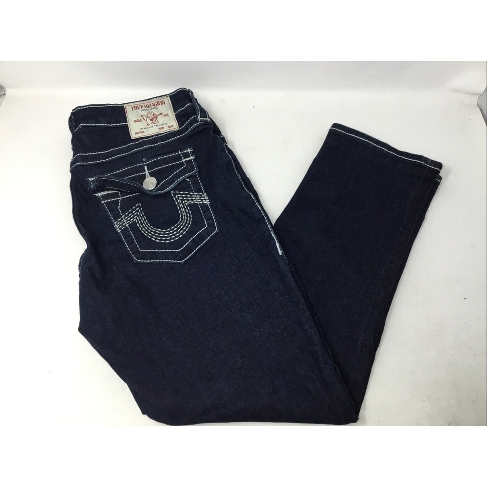 True Religion Jennie Curvy Mid Rose Super Skinny Capri Sz 29 Dark Wash